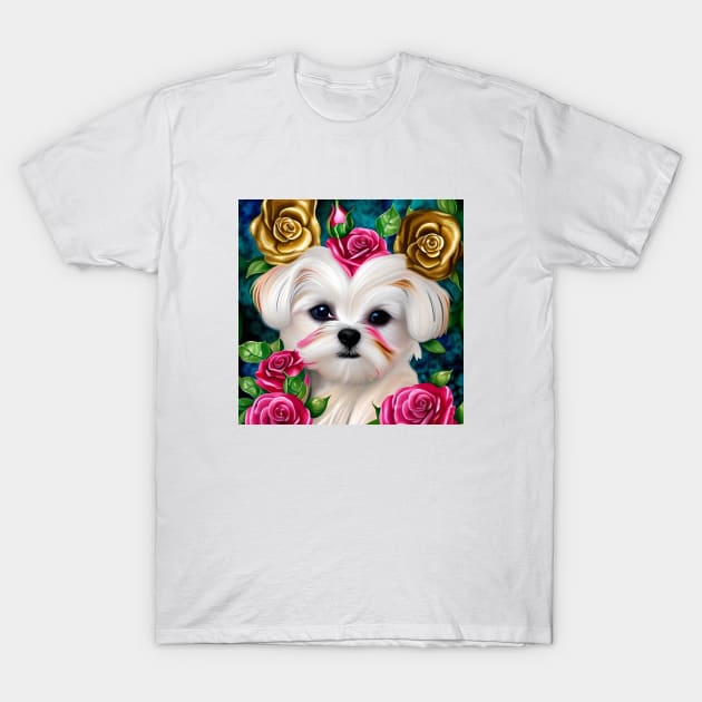 Maltese Dog Princess T-Shirt by AnnieDreams